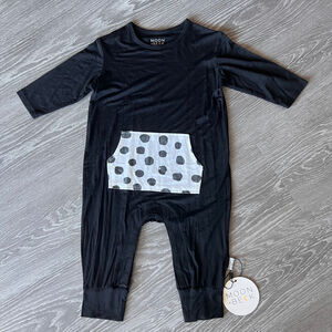 Moon + Beck Romper Kids 3 Black With Polkadot Pocket
